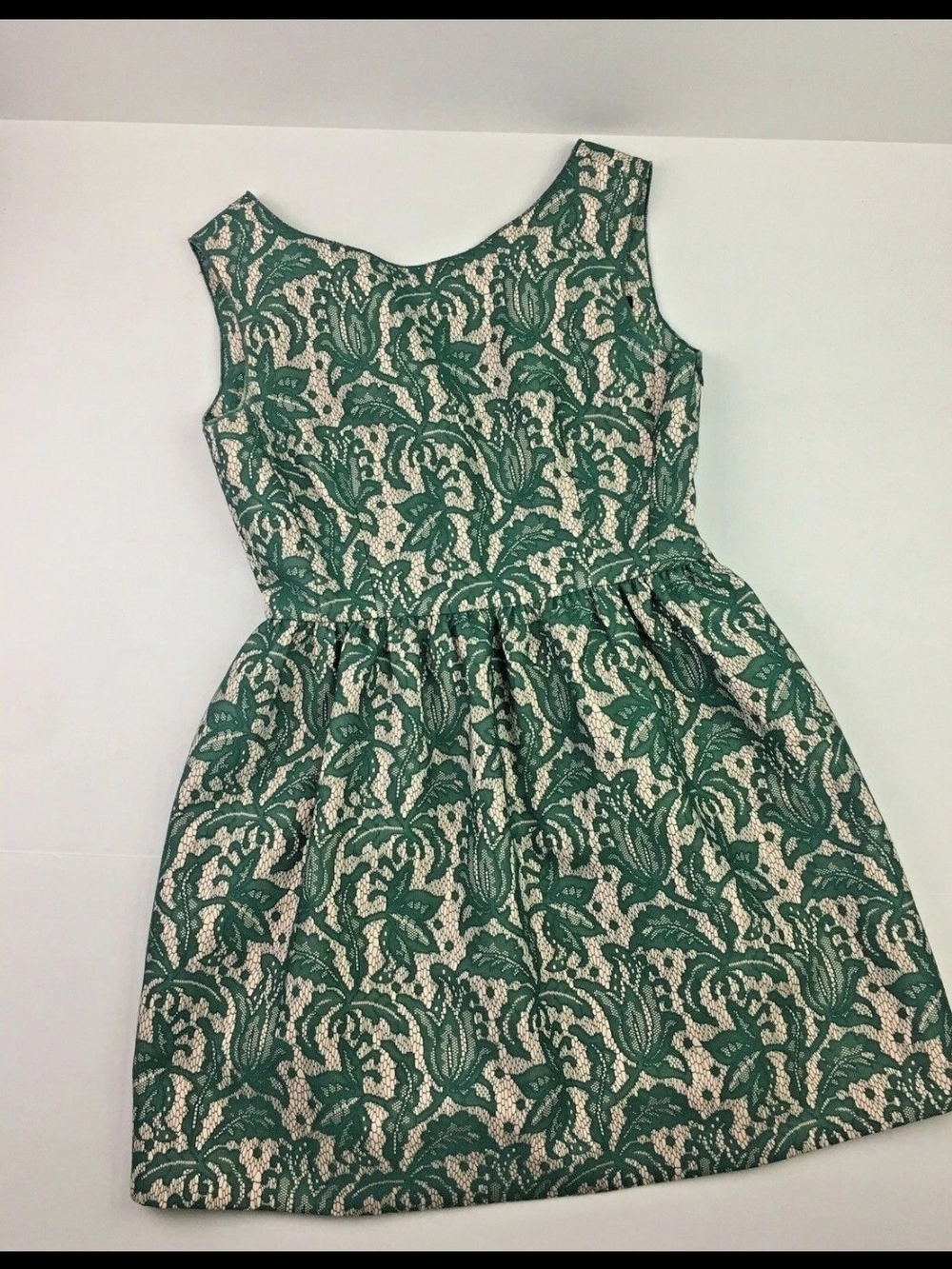 Zara Green Floral Lace Tulip Dress